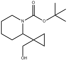 1-Piperidinecarboxylic acid, 2-[1-(hydroxymethyl)cyclopropyl]-, 1,1-dimethylethyl ester Struktur
