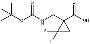 1-(((叔丁氧基羰基)氨基)甲基)-2,2-二氟环丙烷-1-羧酸 结构式