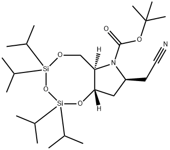 1,3,5,2,4-Trioxadisilocino7,6-bpyrrole-7(6H)-carboxylic acid, 8-(cyanomethyl)tetrahydro-2,2,4,4-tetrakis(1-methylethyl)-, 1,1-dimethylethyl ester, (6aR,8S,9aS)- Structure