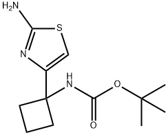 tert-butyl N-[1-(2-amino-1,3-thiazol-4-yl)cyclobutyl]carbamat e Structure