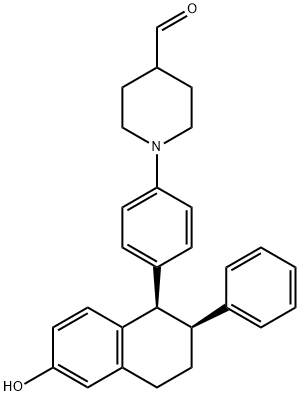 4-Piperidinecarboxaldehyde, 1-[4-[(1R,2S)-1,2,3,4-tetrahydro-6-hydroxy-2-phenyl-1-naphthalenyl]phenyl]- Structure