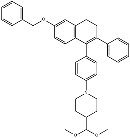 Piperidine, 1-[4-[3,4-dihydro-2-phenyl-6-(phenylmethoxy)-1-naphthalenyl]phenyl]-4-(dimethoxymethyl)- Structure