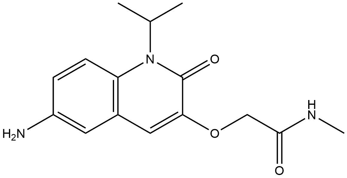 2-[[6-Amino-1,2-dihydro-1-(1-methylethyl)-2-oxo-3-quinolinyl]oxy]-N-methylacetam 化学構造式