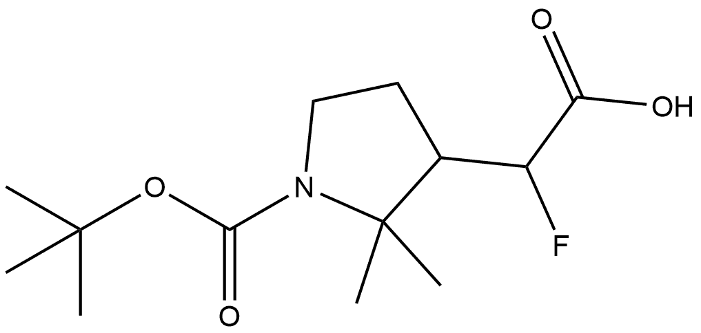 2-{1-[(tert-butoxy)carbonyl]-2,2-dimethylpyrrolidin-3-yl}-2-fluoroacetic acid 化学構造式