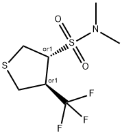 rac-(3R,4S)-N,N-dimethyl-4-(trifluoromethyl)thiolane-3-sulfonamide, trans Structure