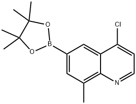 4-chloro-8-methyl-6-(4,4,5,5-tetramethyl-1,3,2-dioxaborolan-2-yl)quinoline 化学構造式