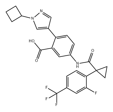 Benzoic acid, 2-(1-cyclobutyl-1H-pyrazol-4-yl)-5-[[[1-[2-fluoro-4-(trifluoromethyl)phenyl]cyclopropyl]carbonyl]amino]-|化合物 FULIMETIBANT