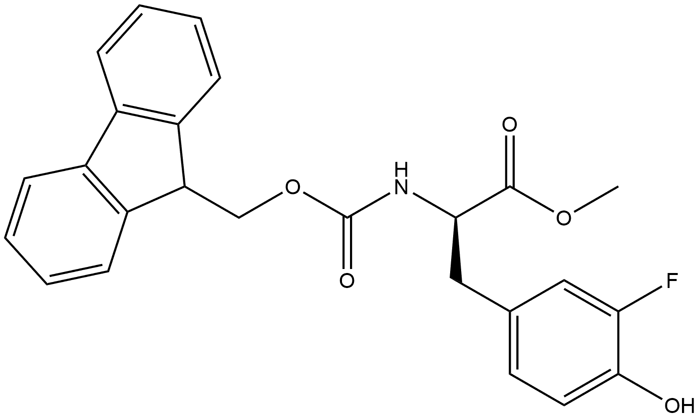 methyl (R)-2-((((9H-fluoren-9-yl)methoxy)carbonyl)amino)-3-(3-fluoro-4-hydroxyphenyl)propanoate 结构式