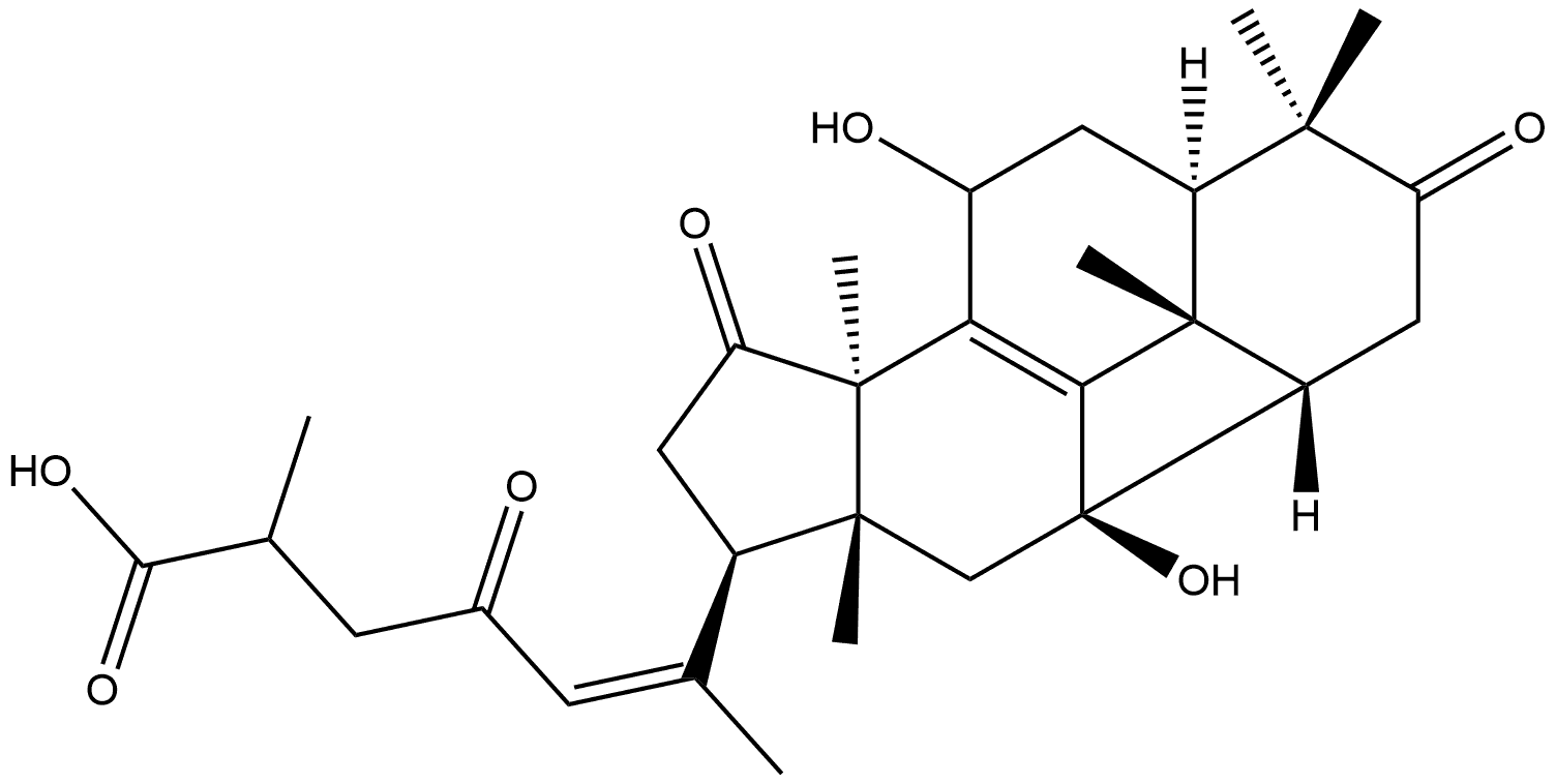 1,11-Cyclolanosta-8,20(22)-dien-26-oic acid, 7,11-dihydroxy-3,15,23-trioxo-, (1β,11β,20Z)- Struktur