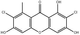 9H-Xanthen-9-one, 2,7-dichloro-1,3,6-trihydroxy-8-methyl-,22346-57-2,结构式