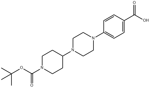 1-Piperidinecarboxylic acid, 4-[4-(4-carboxyphenyl)-1-piperazinyl]-, 1-(1,1-dimethylethyl) ester Struktur