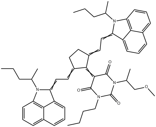 5-[2,5-双[2-(1-戊烷-2-基苯并[CD]吲哚-2-亚基)亚乙基]环戊基亚]-1-丁基-3-(1-甲氧基丙烷-2-基)-1,3-二嗪烷-2,4,6-三酮 结构式