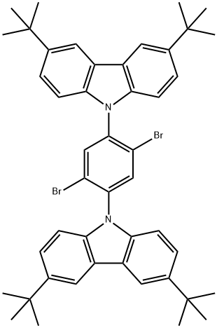 9,9′-(2,5-二溴-1,4-苯基)二[3,6-二(1,1-二甲基乙基)-9H-咔唑 结构式