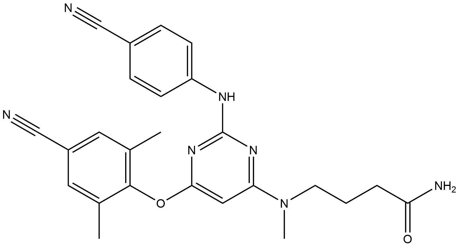 Butanamide, 4-[[6-(4-cyano-2,6-dimethylphenoxy)-2-[(4-cyanophenyl)amino]-4-pyrimidinyl]methylamino]- Structure