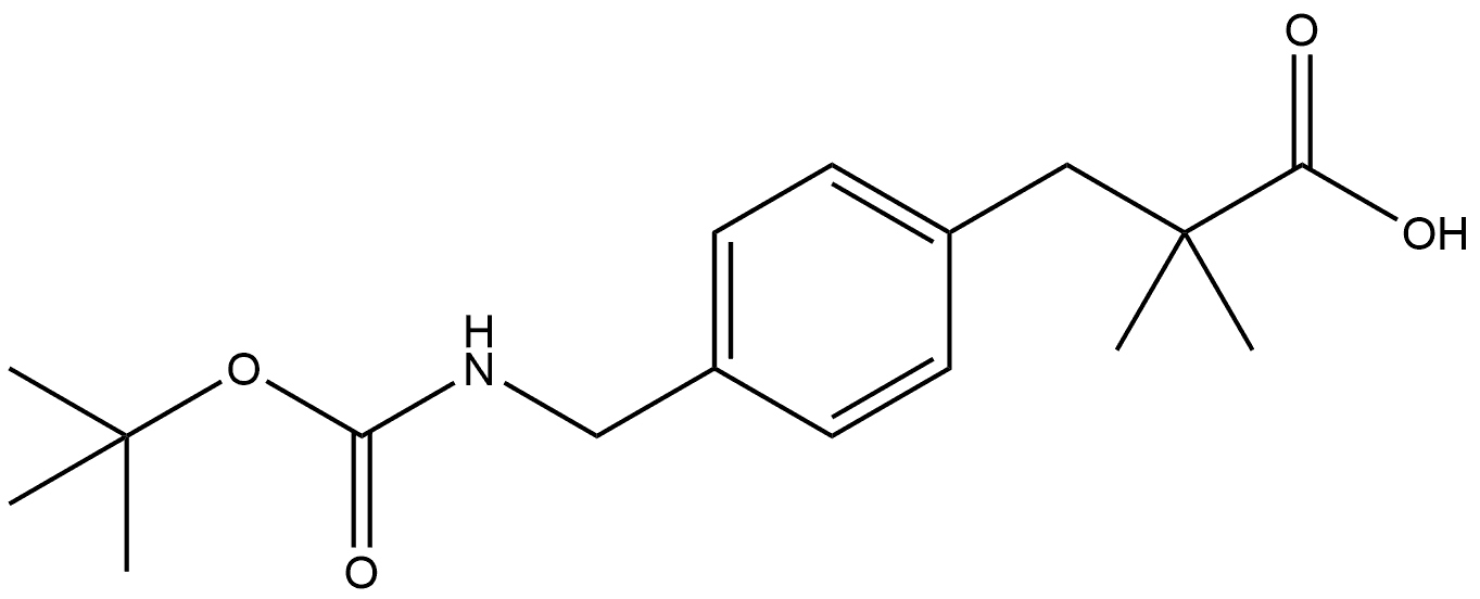 Benzenepropanoic acid, 4-[[[(1,1-dimethylethoxy)carbonyl]amino]methyl]-α,α-dimethyl- Structure