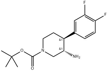 1-Piperidinecarboxylic acid, 3-amino-4-(3,4-difluorophenyl)-, 1,1-dimethylethyl ester, (3R,4R)-rel- Structure