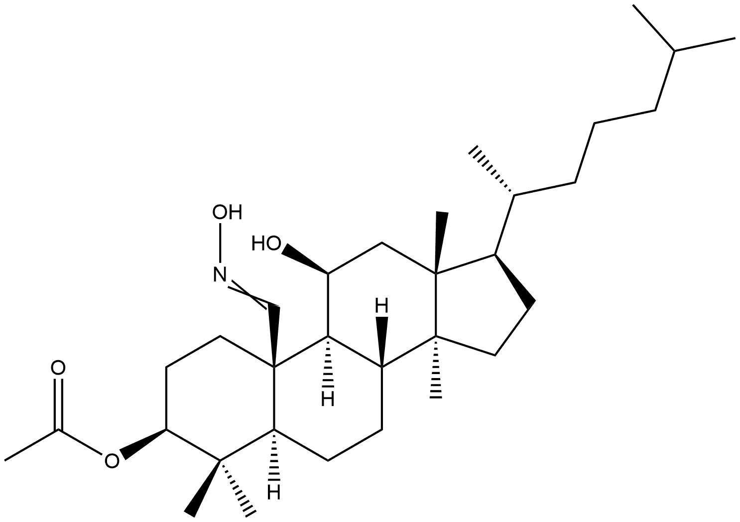 Lanostan-19-al, 3β,11β-dihydroxy-, oxime, 3-acetate (7CI,8CI) 化学構造式