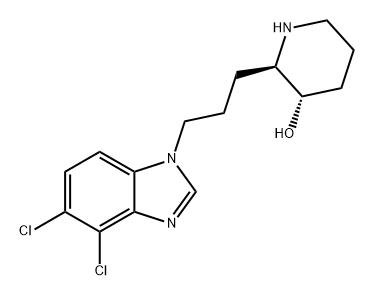 3-Piperidinol, 2-[3-(4,5-dichloro-1H-benzimidazol-1-yl)propyl]-, (2R,3S)- 化学構造式