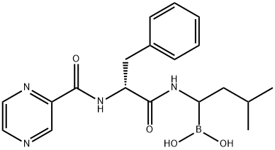 Boronic acid, B-[3-methyl-1-[[(2R)-1-oxo-3-phenyl-2-[(2-pyrazinylcarbonyl)amino]propyl]amino]butyl]- Struktur