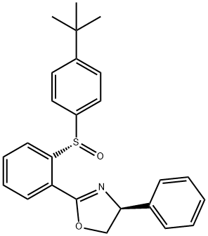 (S)-2-(2-((S)-(4-(tert-Butyl)phenyl)sulfinyl)phenyl)-4-phenyl-4,5-dihydrooxazole 化学構造式