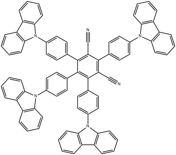 [1,1':2',1''-Terphenyl]-3',5'-dicarbonitrile, 4,4''-di-9H-carbazol-9-yl-4',6'-bis[4-(9H-carbazol-9-yl)phenyl]- Struktur