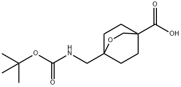 2-Oxabicyclo[2.2.2]octane-4-carboxylic acid, 1-[[[(1,1-dimethylethoxy)carbonyl]amino]methyl]- 化学構造式