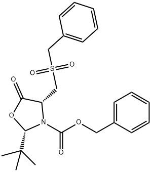 3-Oxazolidinecarboxylic acid, 2-(1,1-dimethylethyl)-5-oxo-4-[[(phenylmethyl)sulfonyl]methyl]-, phenylmethyl ester, (2S,4R)- Structure