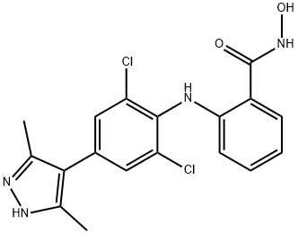 Benzamide, 2-[[2,6-dichloro-4-(3,5-dimethyl-1H-pyrazol-4-yl)phenyl]amino]-N-hydroxy-, 2243944-92-3, 结构式