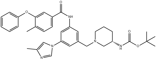 1,1-Dimethylethyl N-[(3S)-1-[[3-(4-methyl-1H-imidazol-1-yl)-5-[(4-methyl-3-phenoxybenzoyl)amino]phenyl]methyl]-3-piperidinyl]carbamate,2244130-09-2,结构式