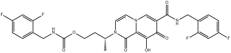 Carbamic acid, N-?[(2,?4-?difluorophenyl)?methyl]?-?, (3R)?-?3-?[7-?[[[(2,?4-?difluorophenyl)?methyl]?amino]?carbonyl]?-?1,?8-?dihydro-?9-?hydroxy-?1,?8-?dioxo-?2H-?pyrido[1,?2-?a]?pyrazin-?2-?yl]?butyl ester|多替拉韦钠杂质10