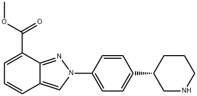 Methyl 2-[4-(3S)-3-piperidinylphenyl]-2H-indazole-7-carboxylate Struktur