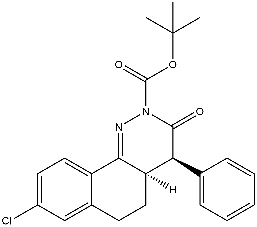 1,1-Dimethylethyl (4R,4aR)-8-chloro-4,4a,5,6-tetrahydro-3-oxo-4-phenylbenzo[h]cinnoline-2(3H)-carboxylate 结构式