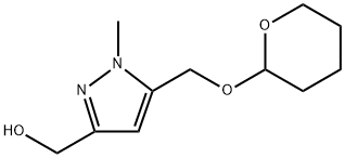1H-Pyrazole-3-methanol, 1-methyl-5-[[(tetrahydro-2H-pyran-2-yl)oxy]methyl]- 化学構造式
