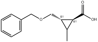 rel-(1R,3R)-2-Methyl-3-[(phenylmethoxy)methyl]cyclopropanecarboxylic acid Struktur