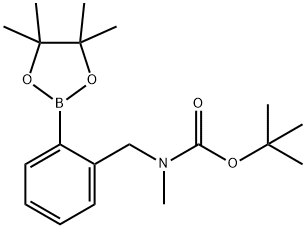 Carbamic acid, N-methyl-N-[[2-(4,4,5,5-tetramethyl-1,3,2-dioxaborolan-2-yl)phenyl]methyl]-, 1,1-dimethylethyl ester 化学構造式