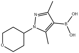 Boronic acid, B-[3,5-dimethyl-1-(tetrahydro-2H-pyran-4-yl)-1H-pyrazol-4-yl]- Structure