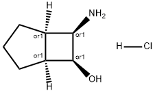 Bicyclo[3.2.0]heptan-6-ol, 7-amino-, hydrochloride (1:1), (1R,5S,6S,7R)-rel- Struktur