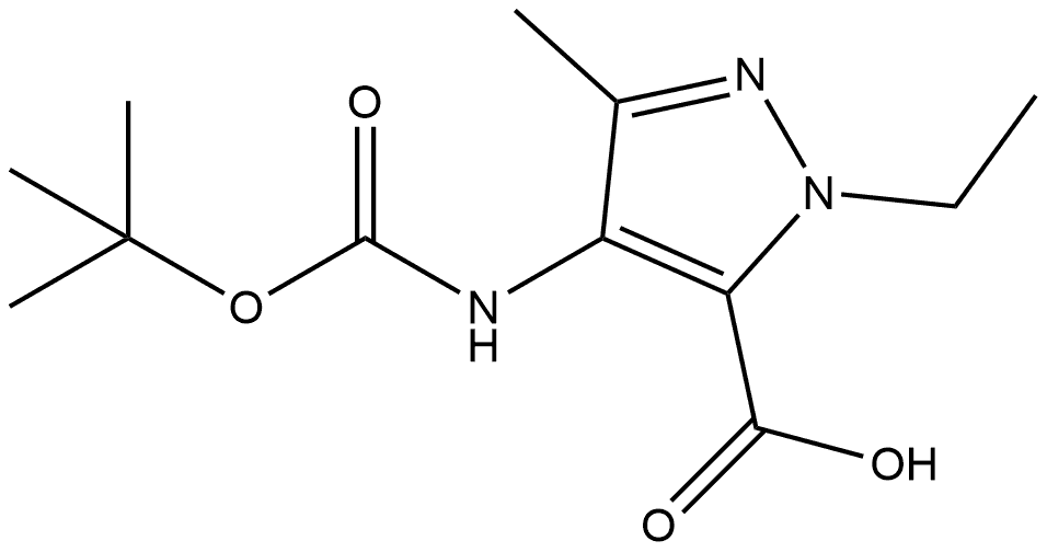 4-((叔丁氧羰基)氨基)-1-乙基-3-甲基-1H-吡唑-5-羧酸,2248278-00-2,结构式