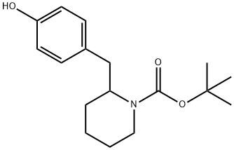 1-Piperidinecarboxylic acid, 2-[(4-hydroxyphenyl)methyl]-, 1,1-dimethylethyl ester Struktur