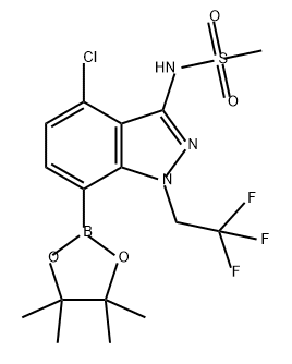 Methanesulfonamide, N-[4-chloro-7-(4,4,5,5-tetramethyl-1,3,2-dioxaborolan-2-yl)-1-(2,2,2-trifluoroethyl)-1H-indazol-3-yl]- 结构式