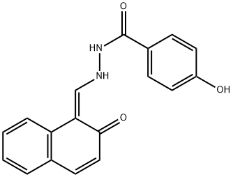 Benzoic acid, 4-hydroxy-, 2-[(Z)-(2-oxo-1(2H)-naphthalenylidene)methyl]hydrazide 化学構造式