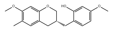 Phenol, 2-[[(3R)-3,4-dihydro-7-methoxy-6-methyl-2H-1-benzopyran-3-yl]methyl]-5-methoxy- 化学構造式