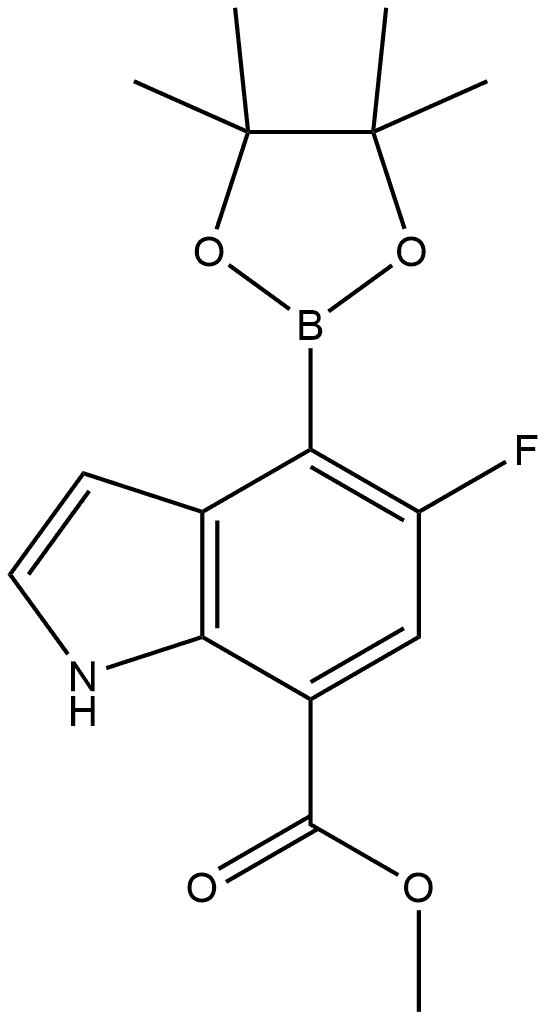 methyl 5-fluoro-4-(4,4,5,5-tetramethyl-1,3,2-dioxaborolan-2-yl)-1H-indole-7-carboxylate Structure