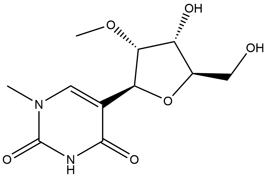 2,4(1H,3H)-Pyrimidinedione, 1-methyl-5-(2-O-methyl-β-D-ribofuranosyl)- Structure