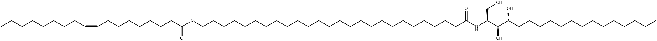 9-Octadecenoic acid (9Z)-, 26-[[(1S,2S,3R)-2,3-dihydroxy-1-(hydroxymethyl)heptadecyl]amino]-26-oxohexacosyl ester Structure