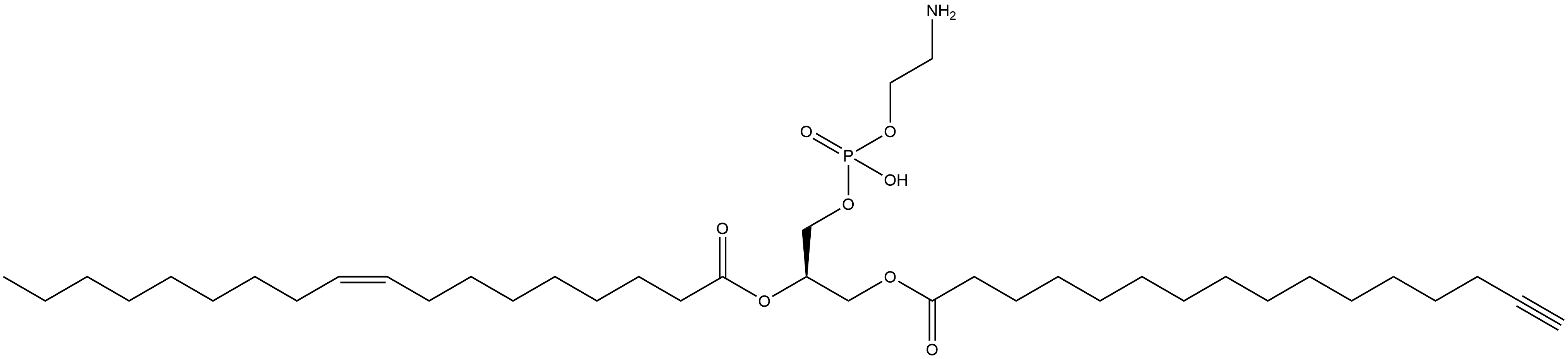 9-Octadecenoic acid (9Z)-, (1R)-1-[[[(2-aminoethoxy)hydroxyphosphinyl]oxy]methyl]-2-[(1-oxo-15-hexadecyn-1-yl)oxy]ethyl ester 结构式
