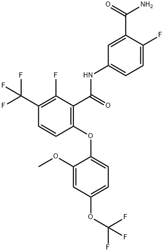 Benzamide, N-[3-(aminocarbonyl)-4-fluorophenyl]-2-fluoro-6-[2-methoxy-4-(trifluoromethoxy)phenoxy]-3-(trifluoromethyl)-,2267339-57-9,结构式