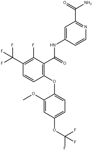 2-Pyridinecarboxamide, 4-[[2-fluoro-6-[2-methoxy-4-(trifluoromethoxy)phenoxy]-3-(trifluoromethyl)benzoyl]amino]- Structure