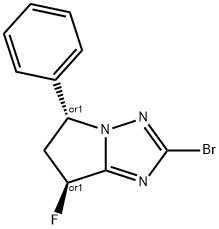 5H-Pyrrolo[1,2-b][1,2,4]triazole, 2-bromo-7-fluoro-6,7-dihydro-5-phenyl-, (5R,7S)-rel- Struktur