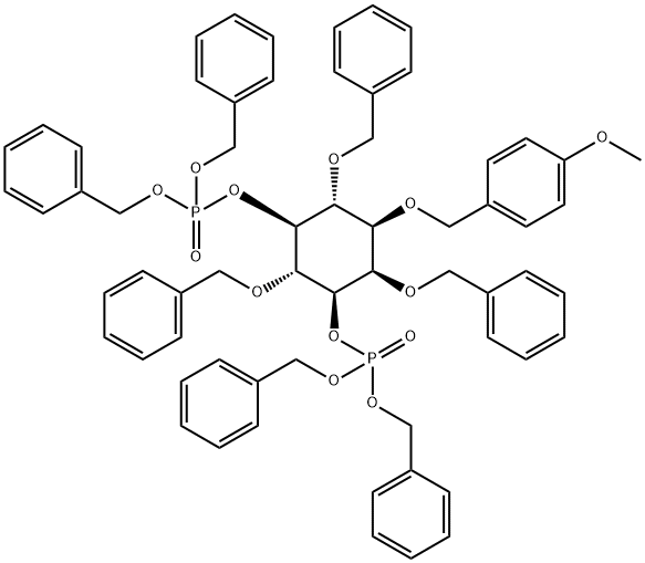 D-myo-Inositol, 1-O-(4-methoxyphenyl)methyl-2,4,6-tris-O-(phenylmethyl)-, bisbis(phenylmethyl) phosphate Structure